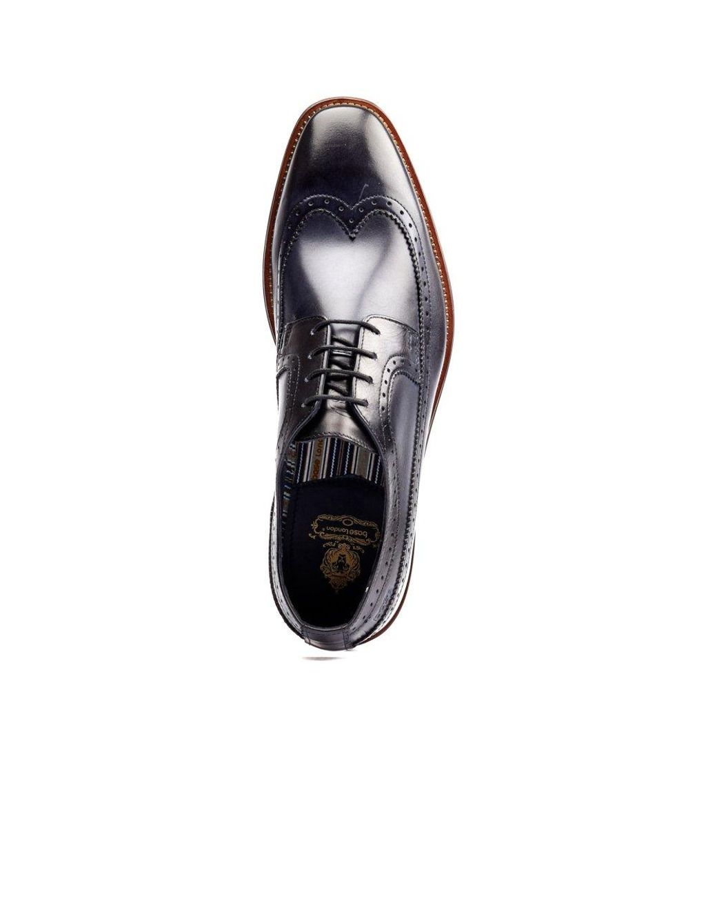 Base London Blue Havisham Plain Toe Derby Shoes for men
