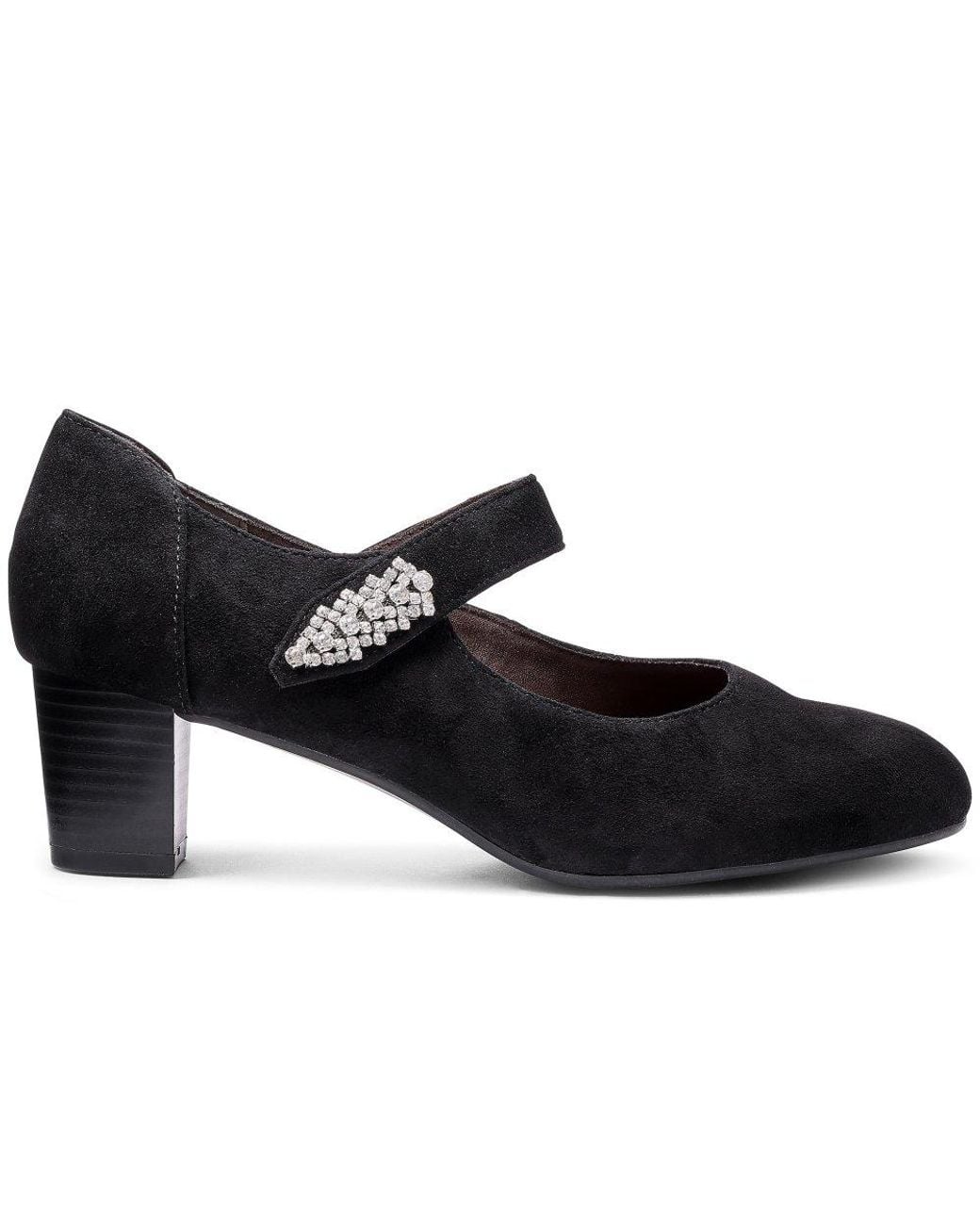 Hotter Black Duet Wide Fit Mary Jane Shoes