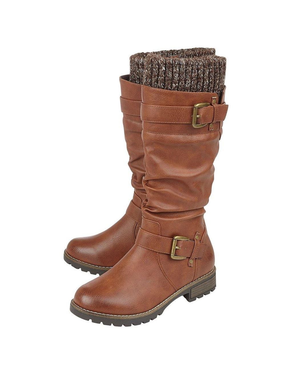 Lotus Brown Juniper Knee High Slouch Boots