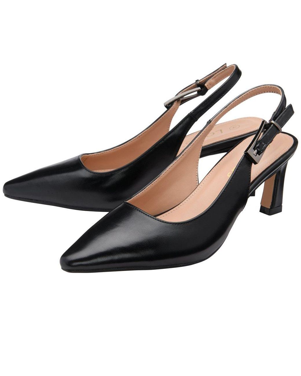 Lotus Black Sharon Slingback Court Shoes