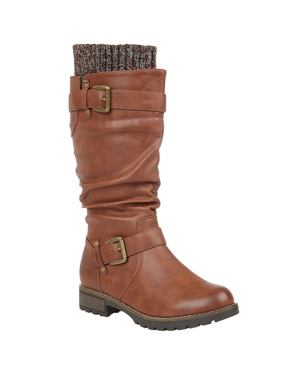 Lotus Brown Juniper Knee High Slouch Boots