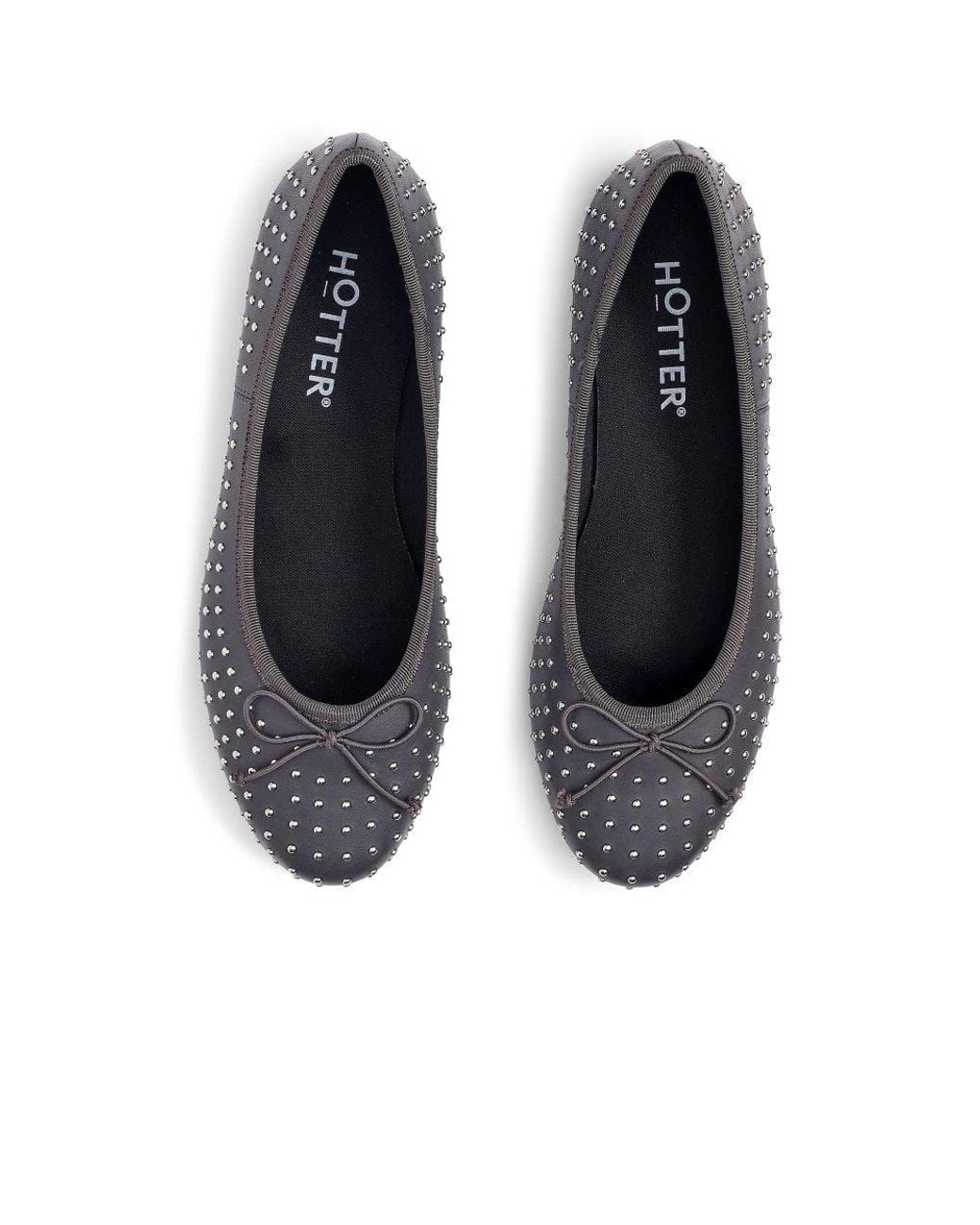 Hotter Black Ebba Wide Fit Ballerina Pumps