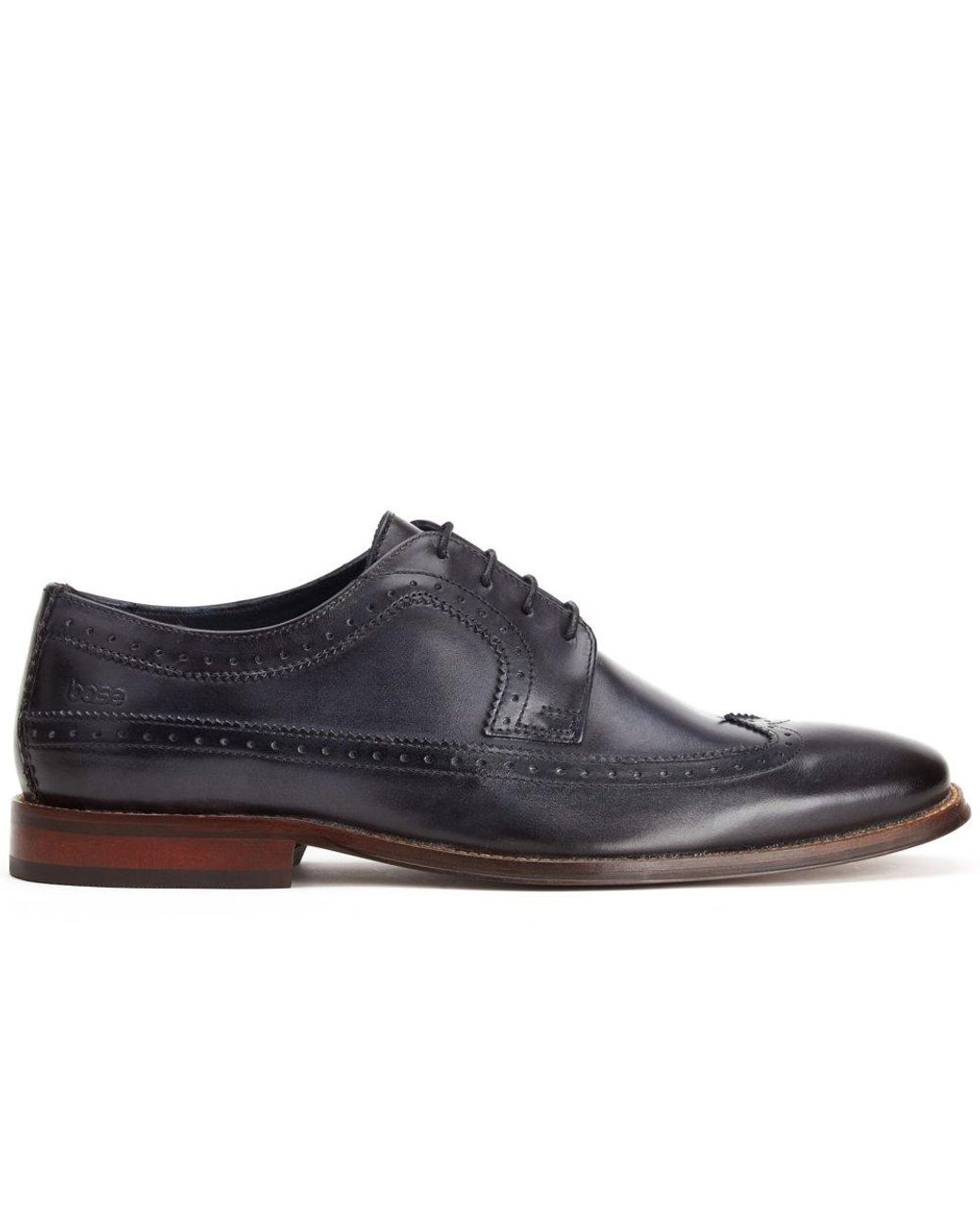 Base London Blue Havisham Plain Toe Derby Shoes for men