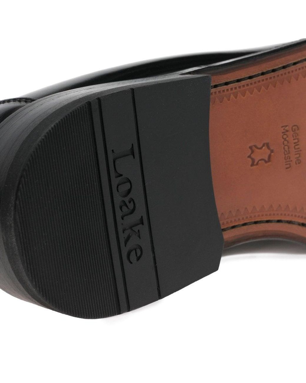 Loake Black Princeton Leather Moccasin Shoes for men