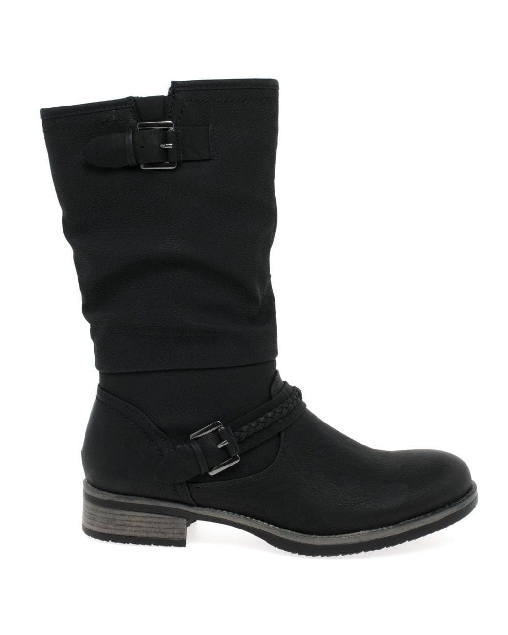 Rieker Black Estella Calf Length Slouch Boots