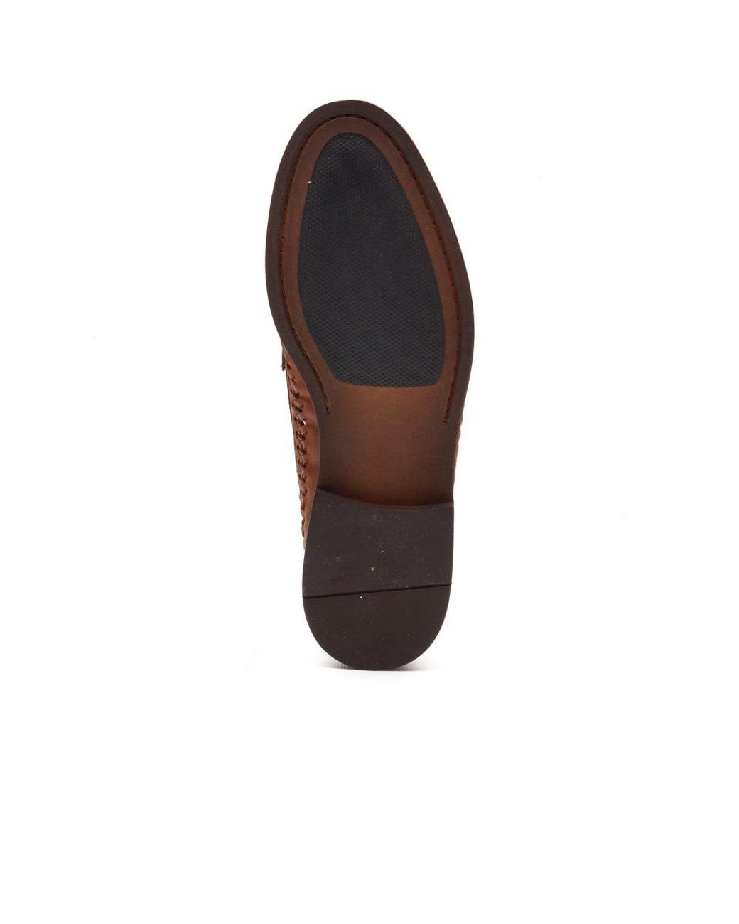 Base London Brown Bracken Leather Weave Loafers for men