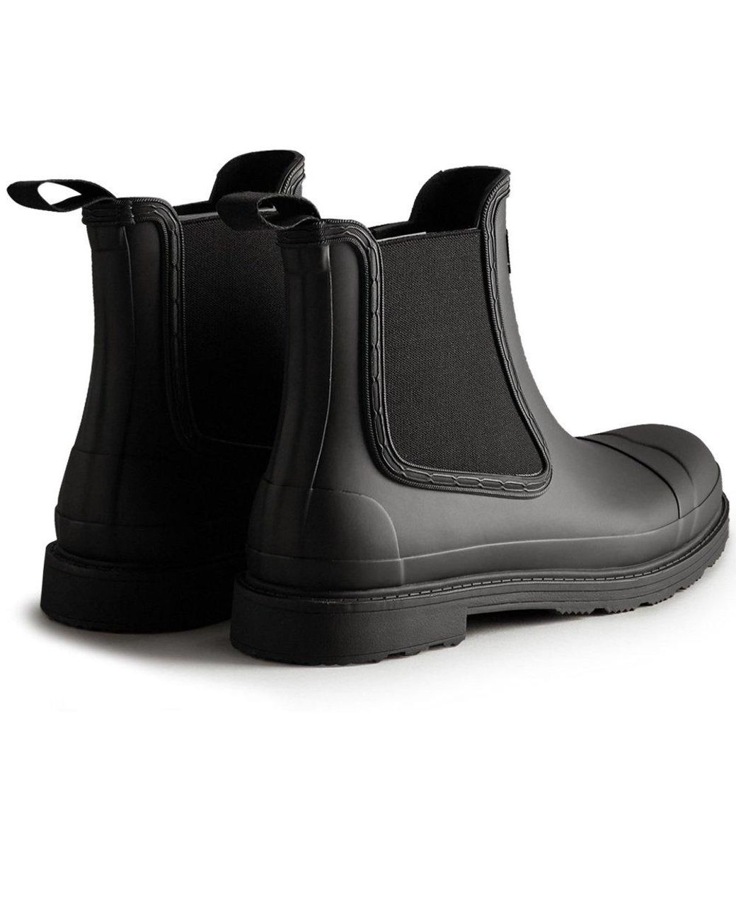 Hunter Black Commando Chelsea Wellingtons Size: 7 for men
