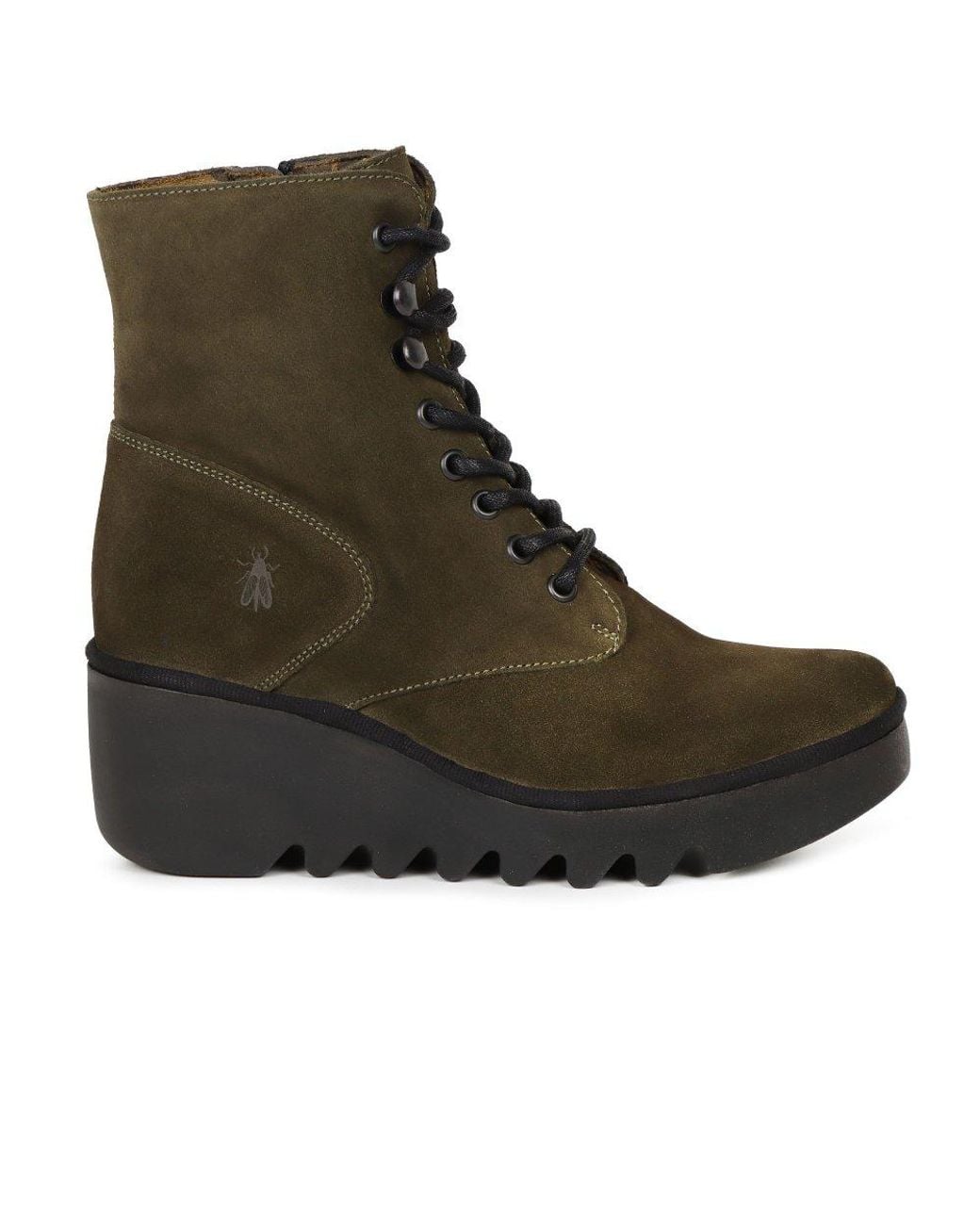 Fly London Green Suede Wedge Heel Boots