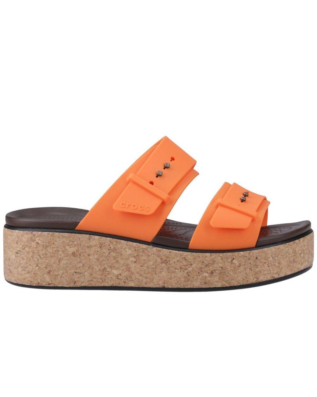 CROCSTM Orange Brooklyn Buckle Low Wedge Sandals