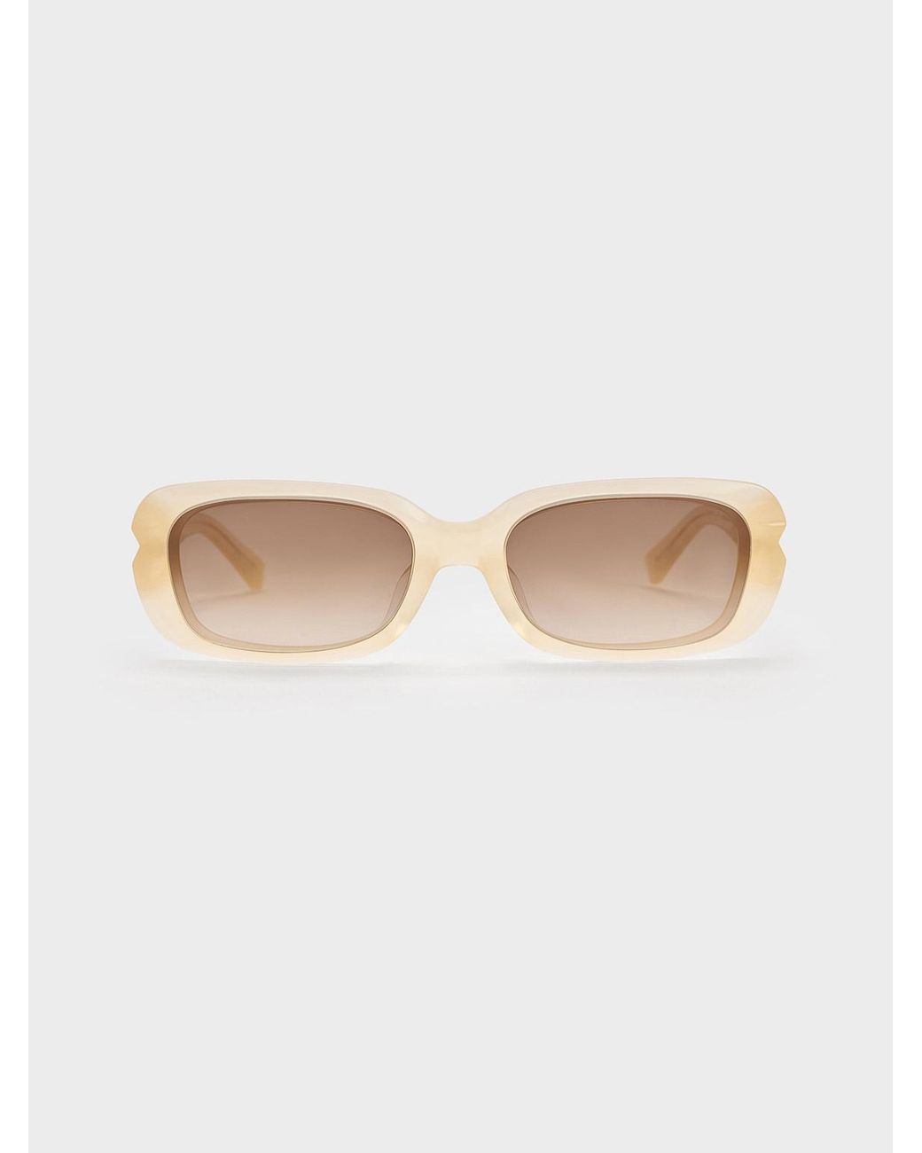 Charles & Keith Natural Recycled Acetate Angular Sunglasses