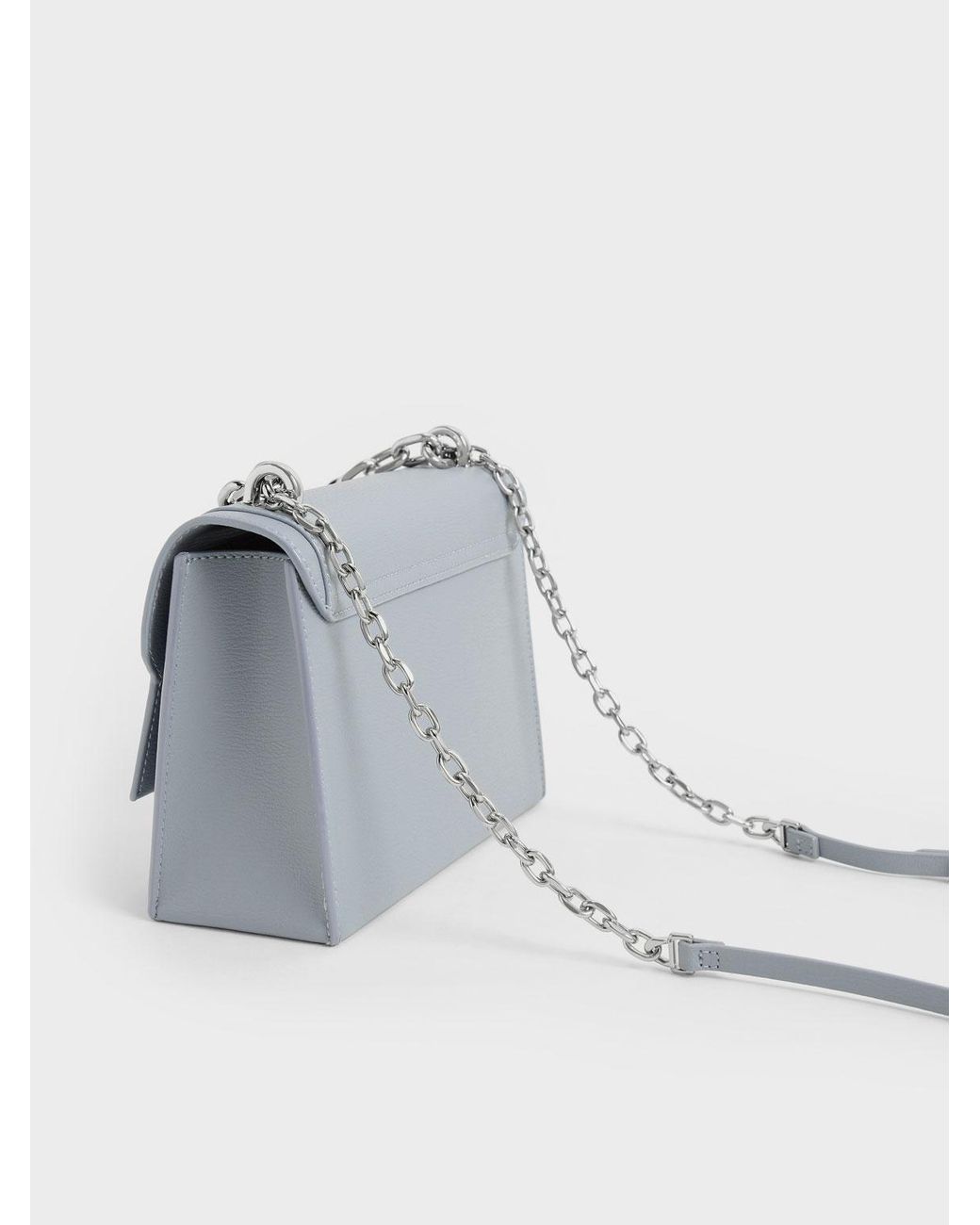 Charles Keith Front Flap Chain Handle Crossbody Bag in Blue Lyst UK