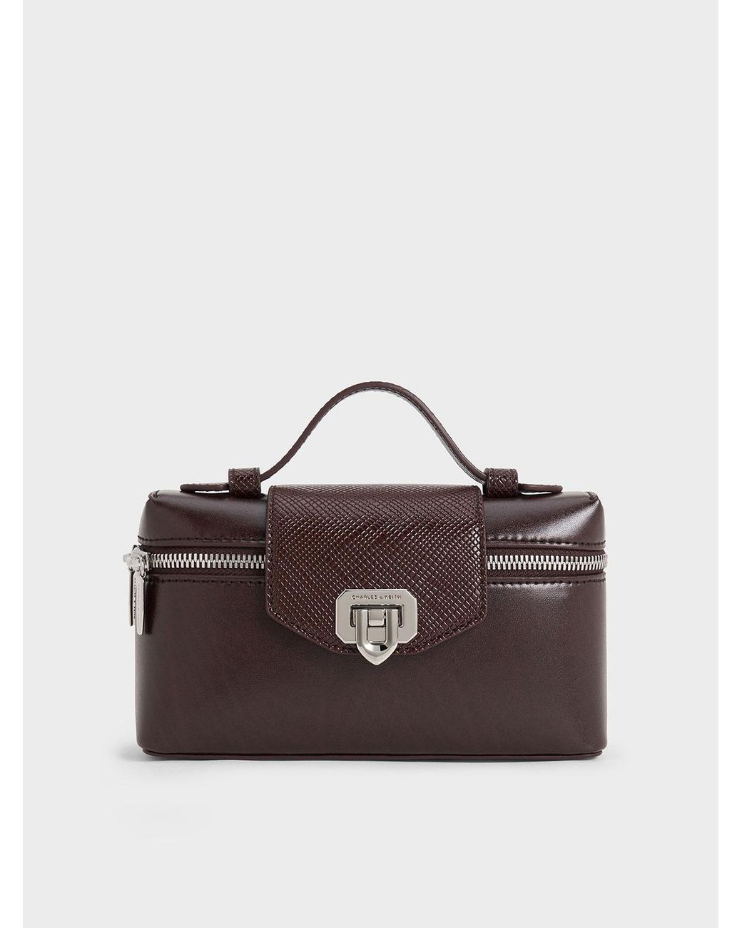 Charles & Keith Brown Arwen Top Handle Vanity Bag