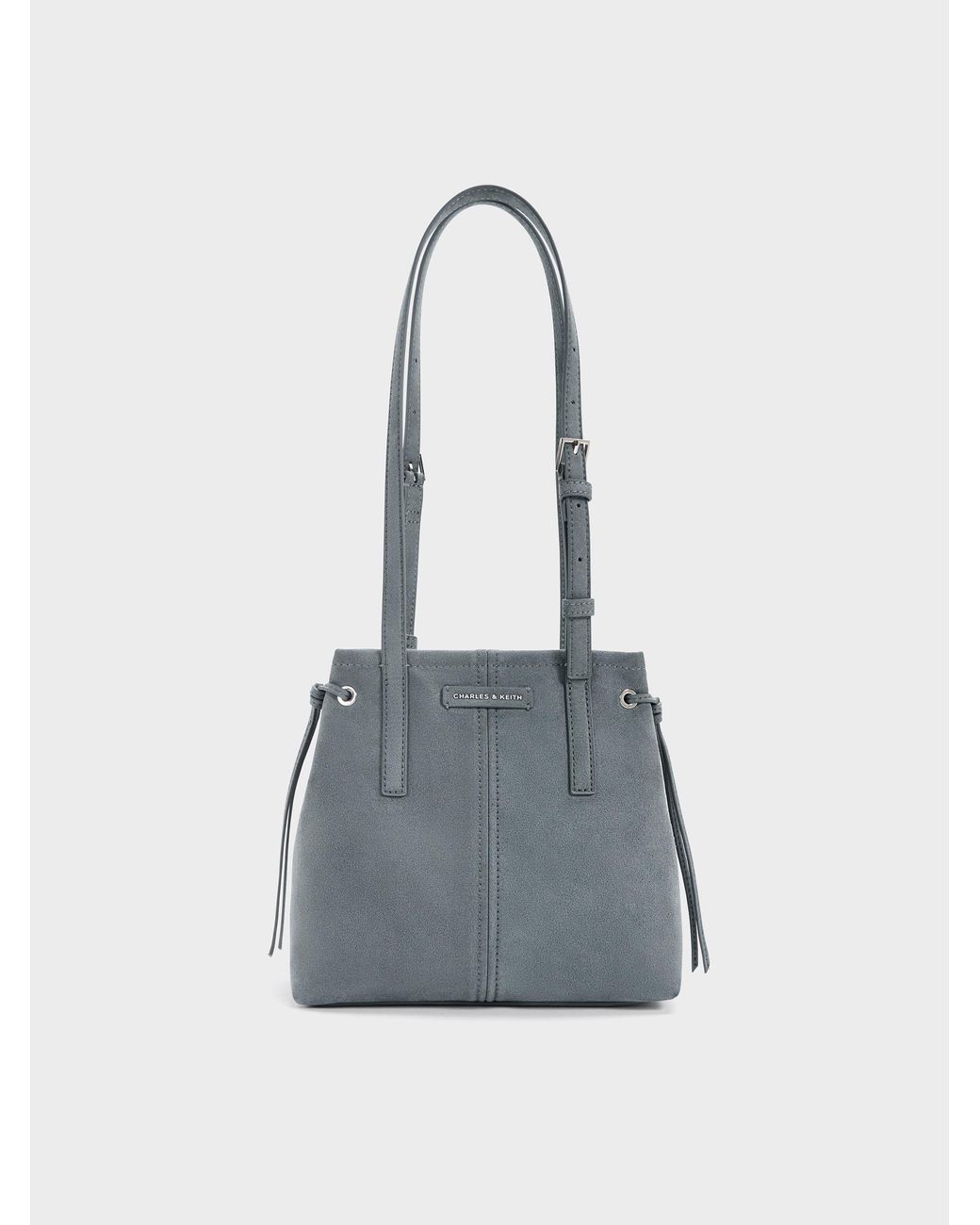 Charles & Keith Blue Noane Elongated-Handle Tote Bag