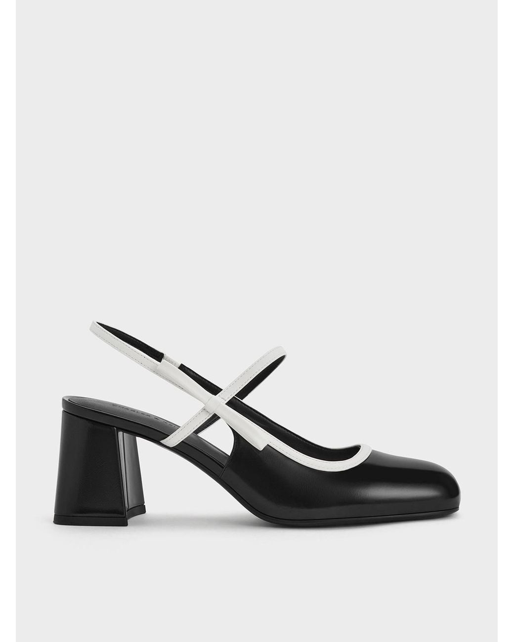Charles & Keith Multicolor Two-Tone Bow Slingback Mary Jane Pumps