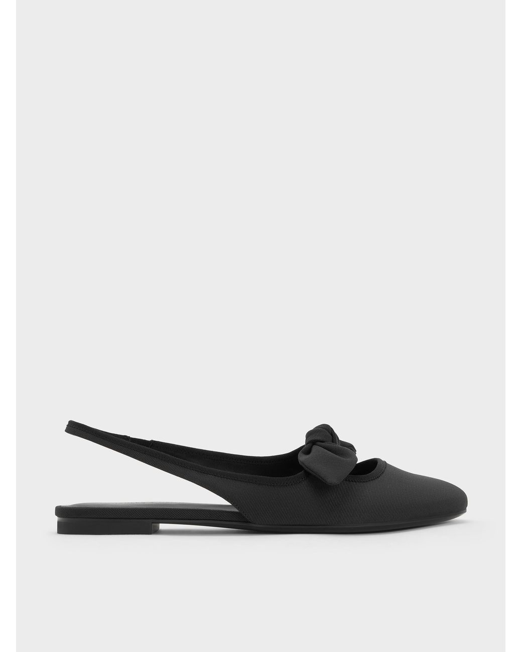 Charles & Keith White Knot-Bow Slingback Flats