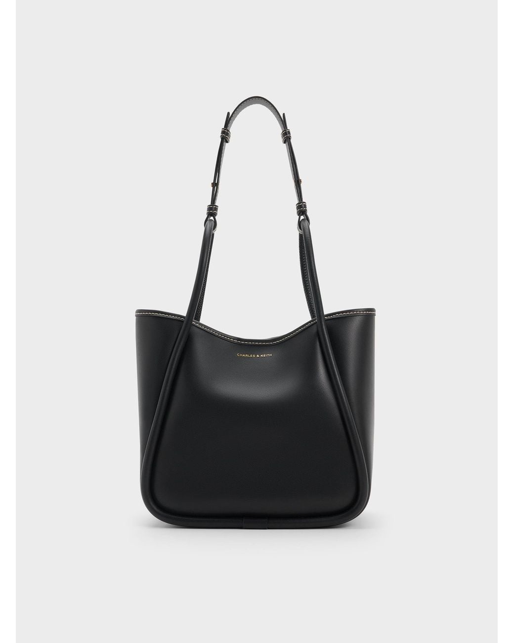 Charles & Keith Black Mini Lyla Tubular Tote Bag