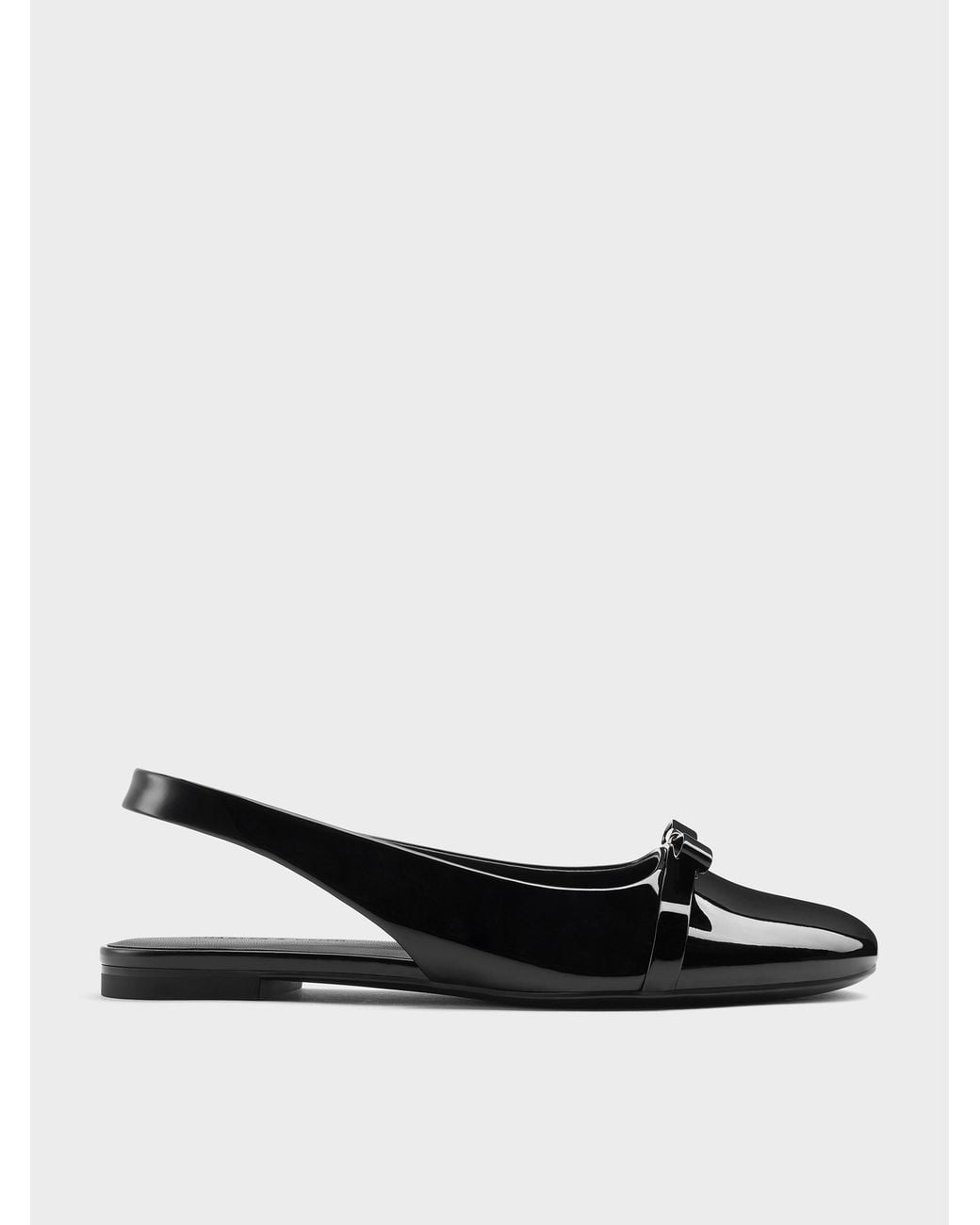 Charles & Keith White Dorian Patent Bow Slingback Flats