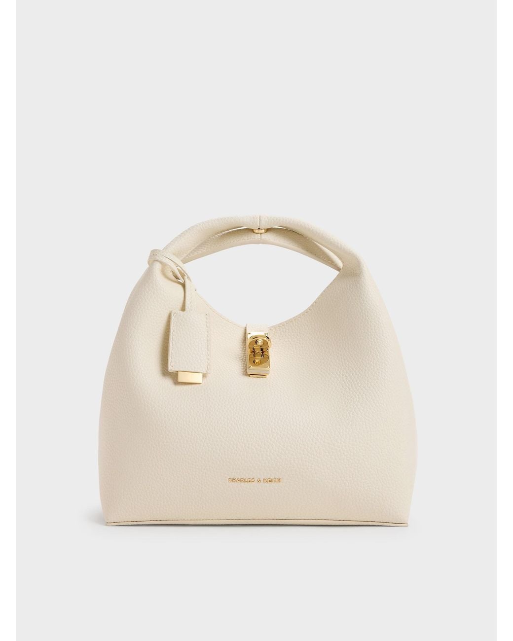 Charles & Keith Natural Chance Turn-lock Bucket Bag