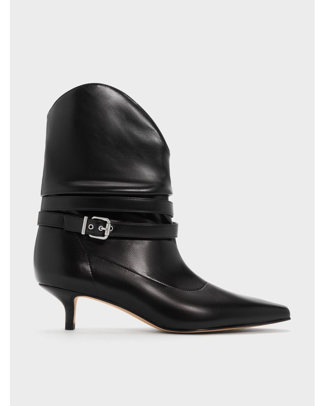 Charles & Keith Black Karter Kitten-Heel Boots