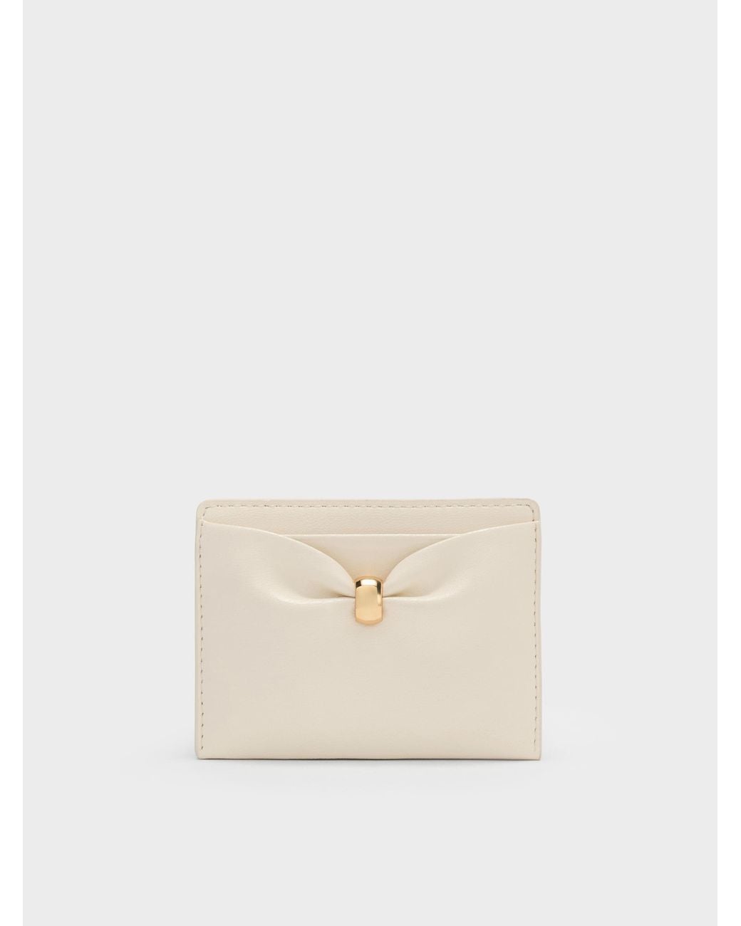Charles & Keith Natural Halsey Ruched Card Holder