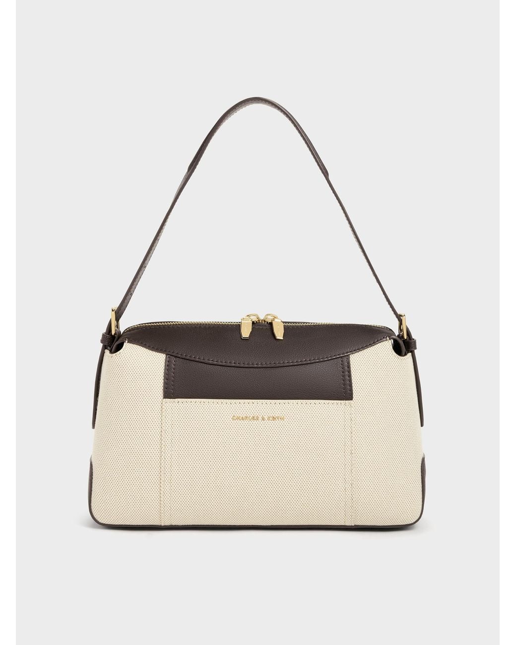 Charles & Keith Natural Roan Canvas Top Handle Bag