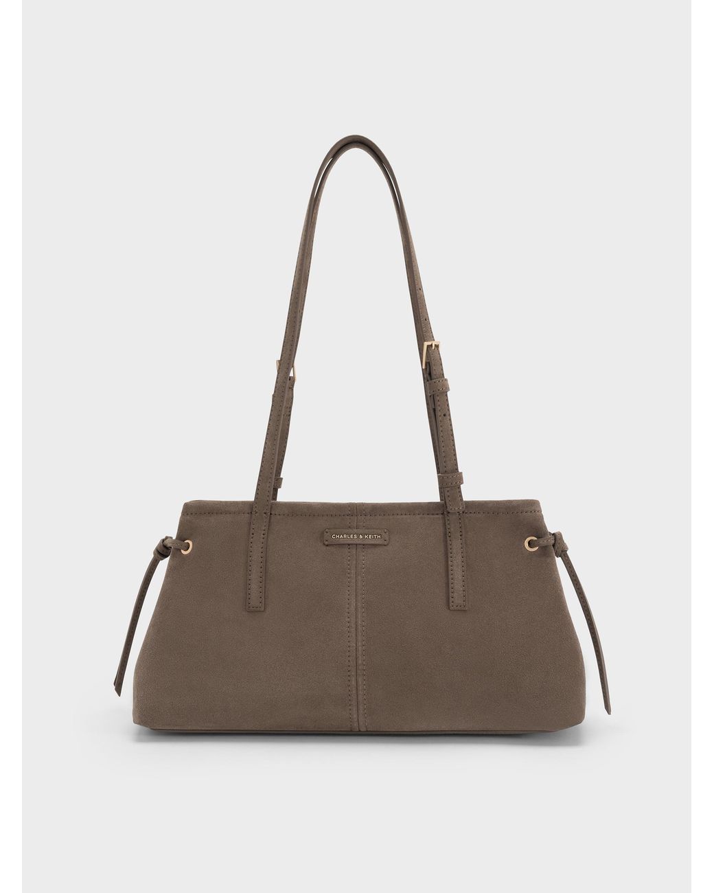 Charles & Keith Natural Noane Elongated-Handle Shoulder Bag