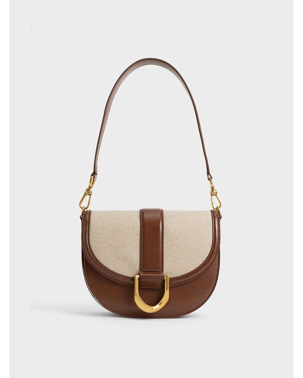 Charles & Keith Gabine Twotone Saddle Bag in White Lyst