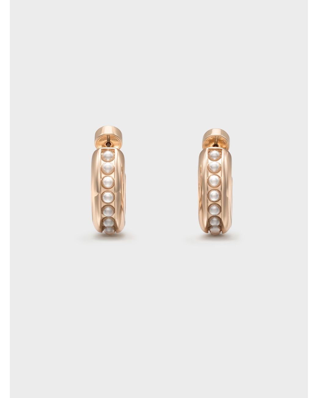 Charles & Keith White Pearl Open-Hoop Earrings