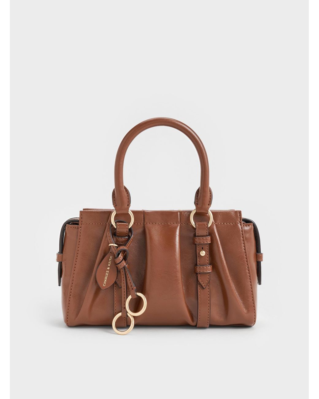 Charles & Keith Brown Britton Top Handle Tote Bag