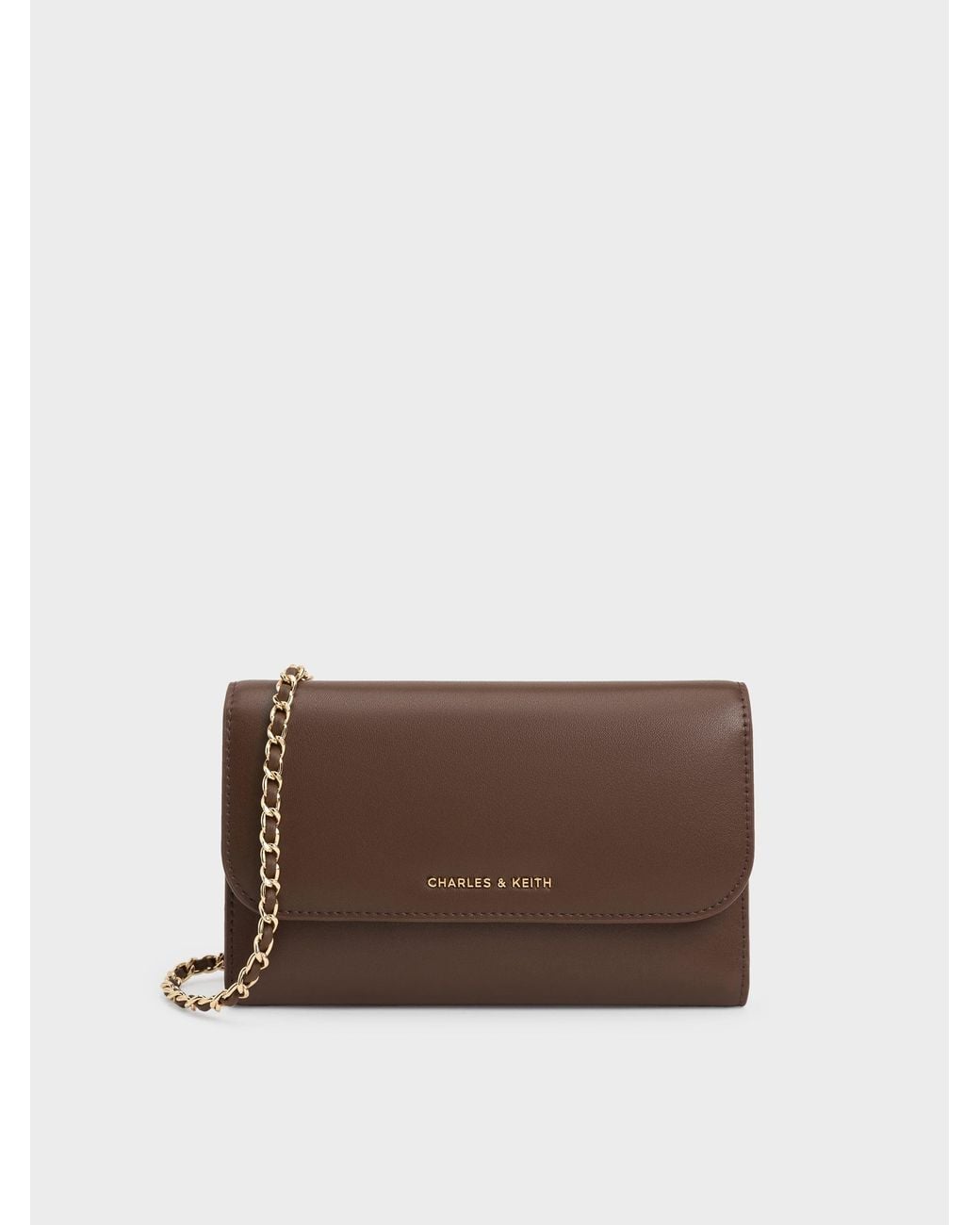 Charles & Keith Brown Octavia Front Flap Long Wallet