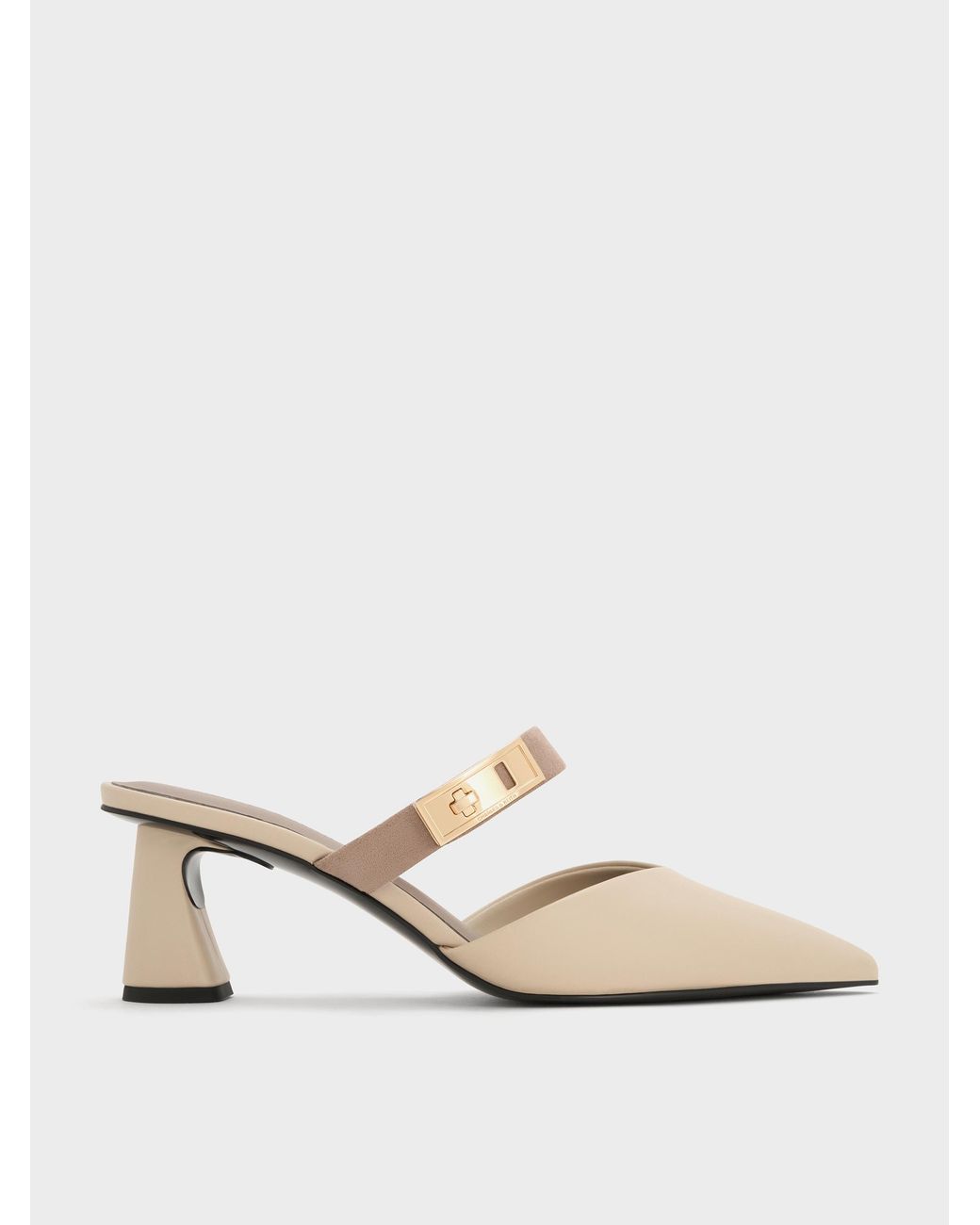 Charles & Keith White Lando Heeled Mules