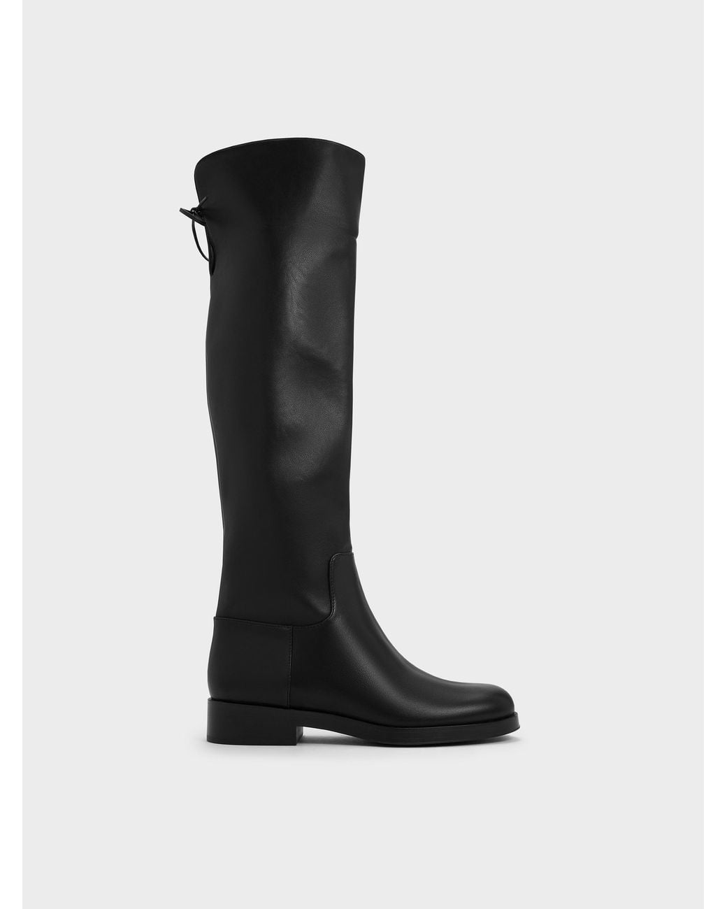 Charles & Keith Black Louisa Fold-Over Thigh-High Boots