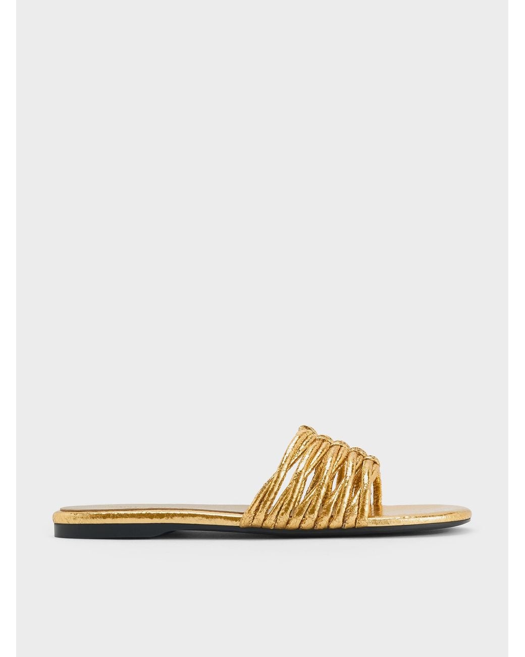 Charles & Keith Metallic Woven Slide Sandals