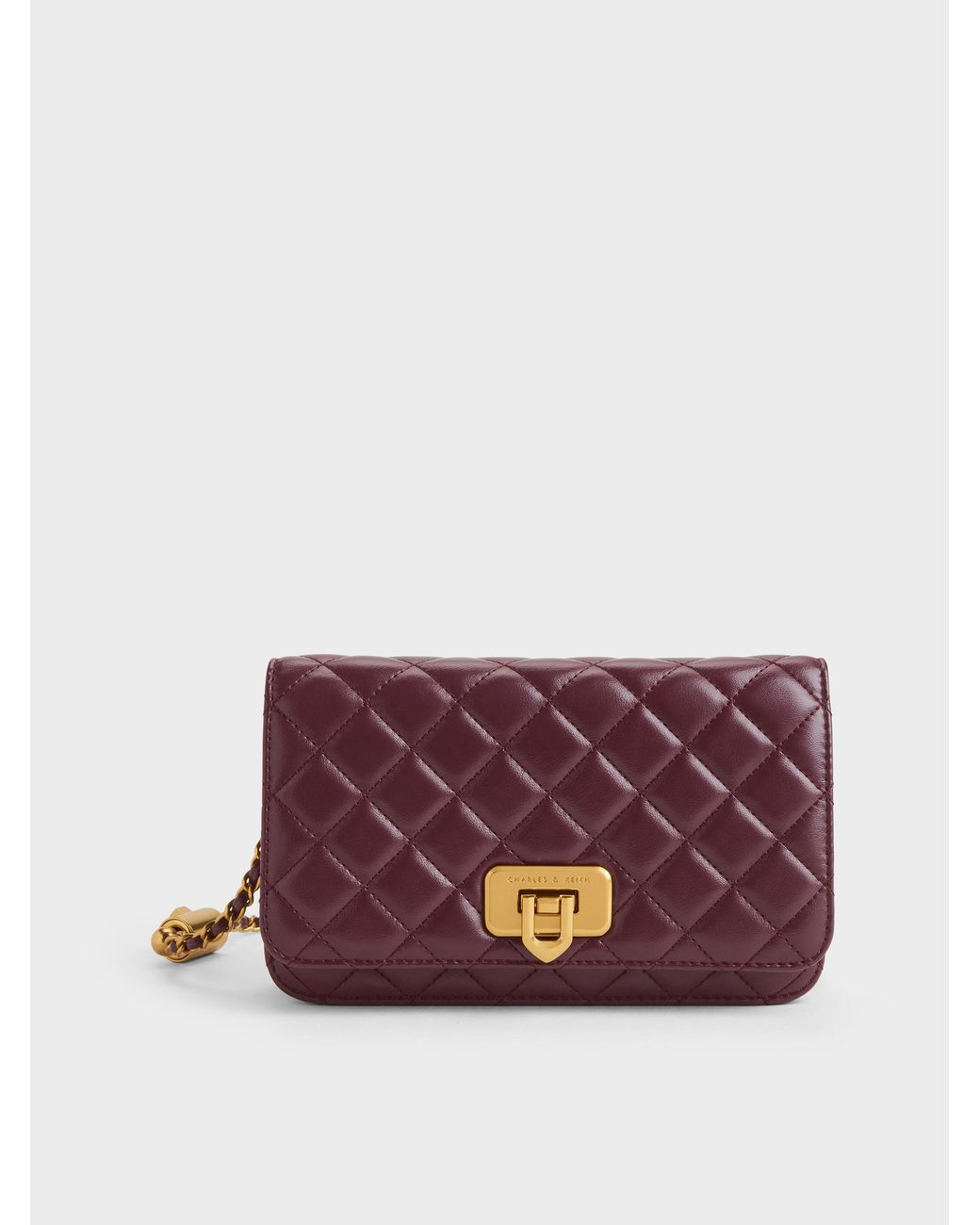 Charles & Keith Purple Cressida Quilted Push-Lock Clutch