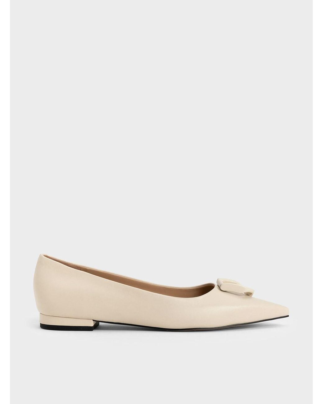 Charles & Keith Natural Gabine Leather Ballerinas