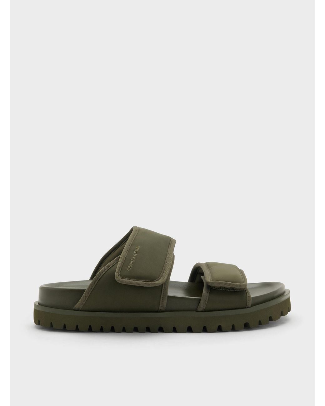 Charles & Keith Green Nylon Double-Strap Flatform Sandals
