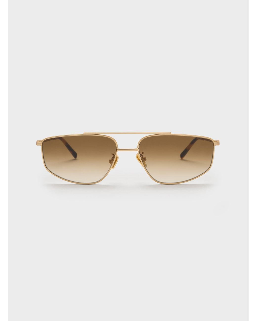 Charles & Keith White Elowyn Metal-Rim Aviator Sunglasses