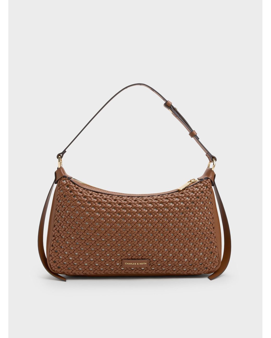 Charles & Keith Brown Calla Woven Shoulder Bag