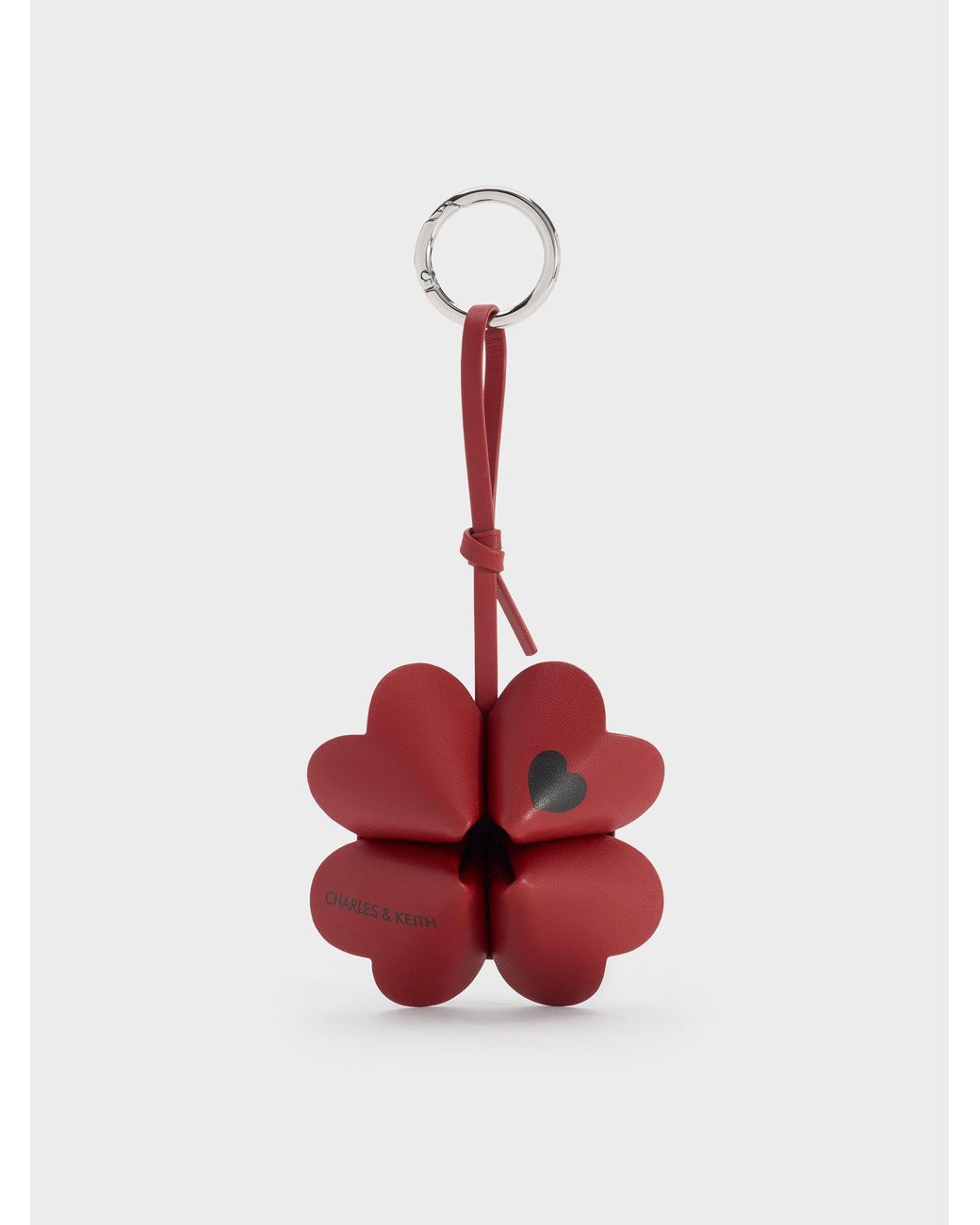 Charles & Keith Red Four-Leaf Clover Heart Charm