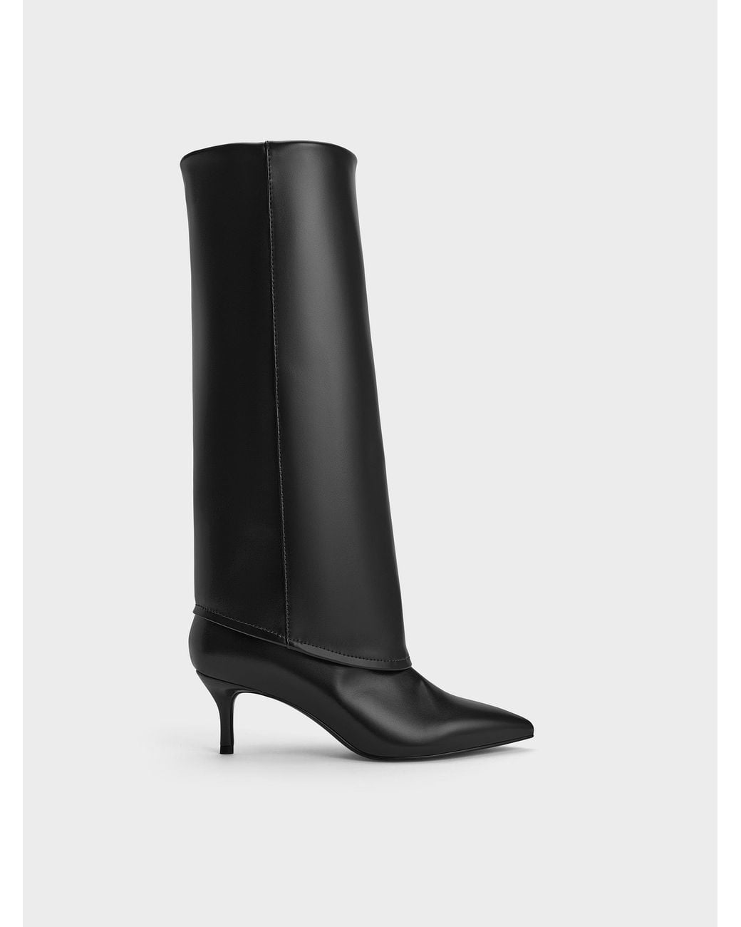 Charles & Keith White Pointed Stiletto Knee-High Boots