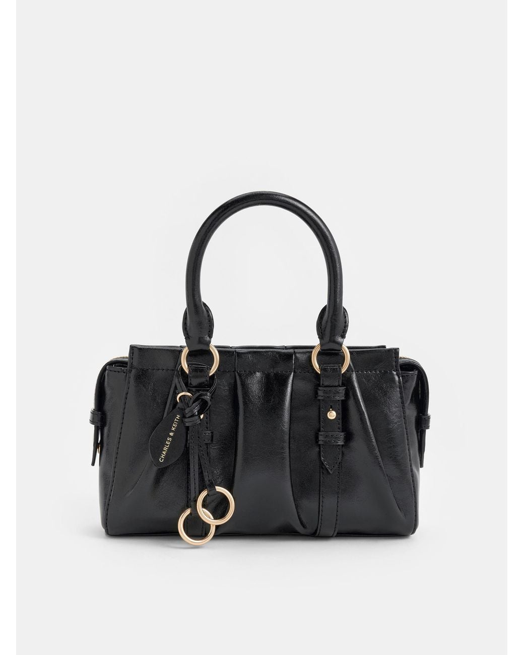 Charles & Keith Black Britton Top Handle Tote Bag
