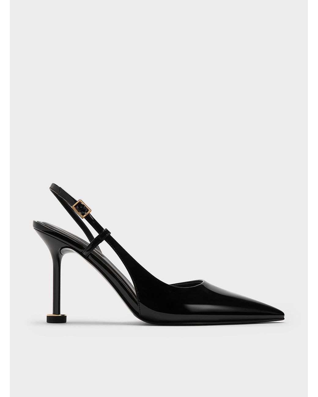 Charles & Keith Black Wynn Patent Statement-Heel Slingback Pumps