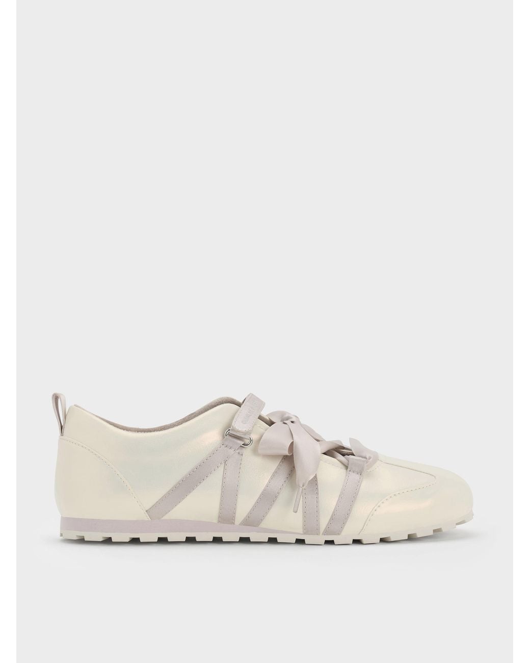 Charles & Keith Natural Silko Pearlescent Mary Jane Sneakers