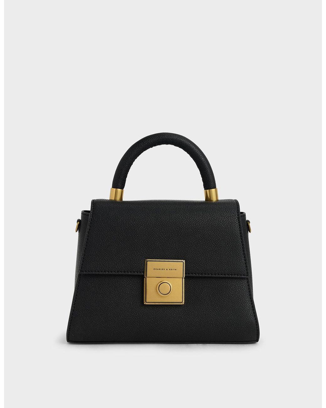 Charles & Keith Trapeze Top Handle Bag in Black | Lyst