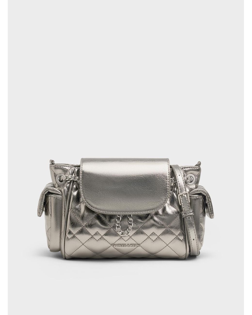 Charles & Keith Duo Quilted Two-Way Front Flap Backpack in Gray | Lyst