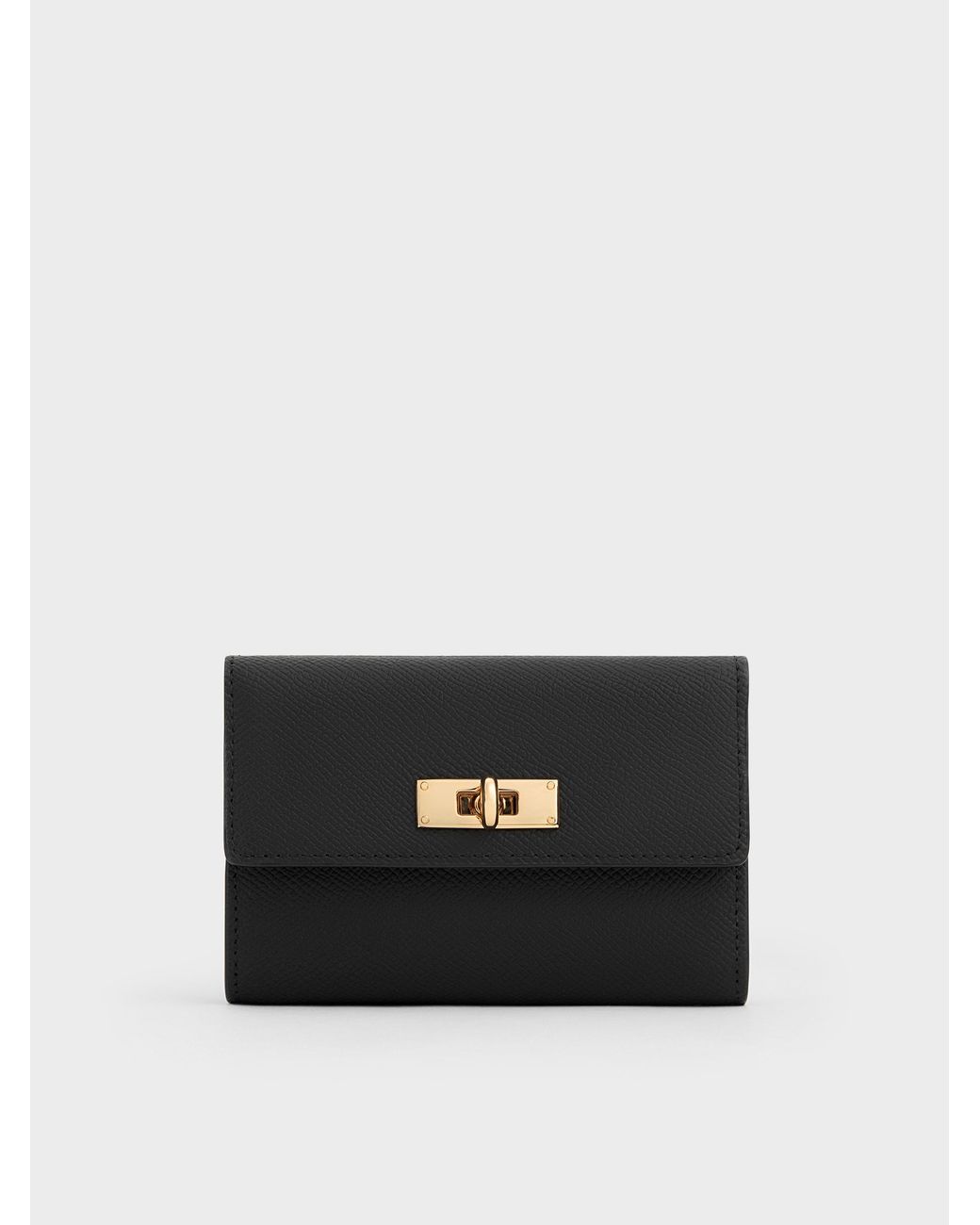 Charles & Keith Black Tricha Turn-Lock Wallet