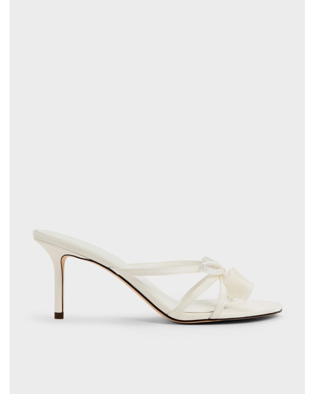 Charles & Keith Natural Bow Flower-Pearl Heeled Mules