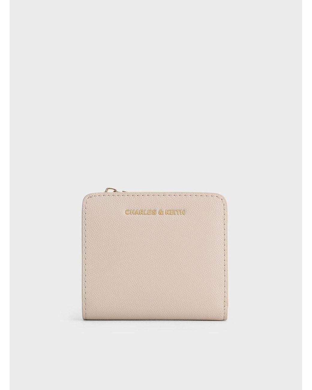 Charles & Keith Natural Keely Top Zip Small Wallet