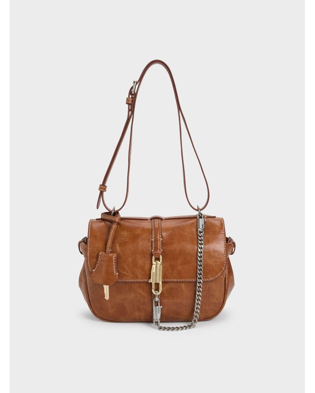 Charles & Keith White Delfina Chain Crossbody Bag