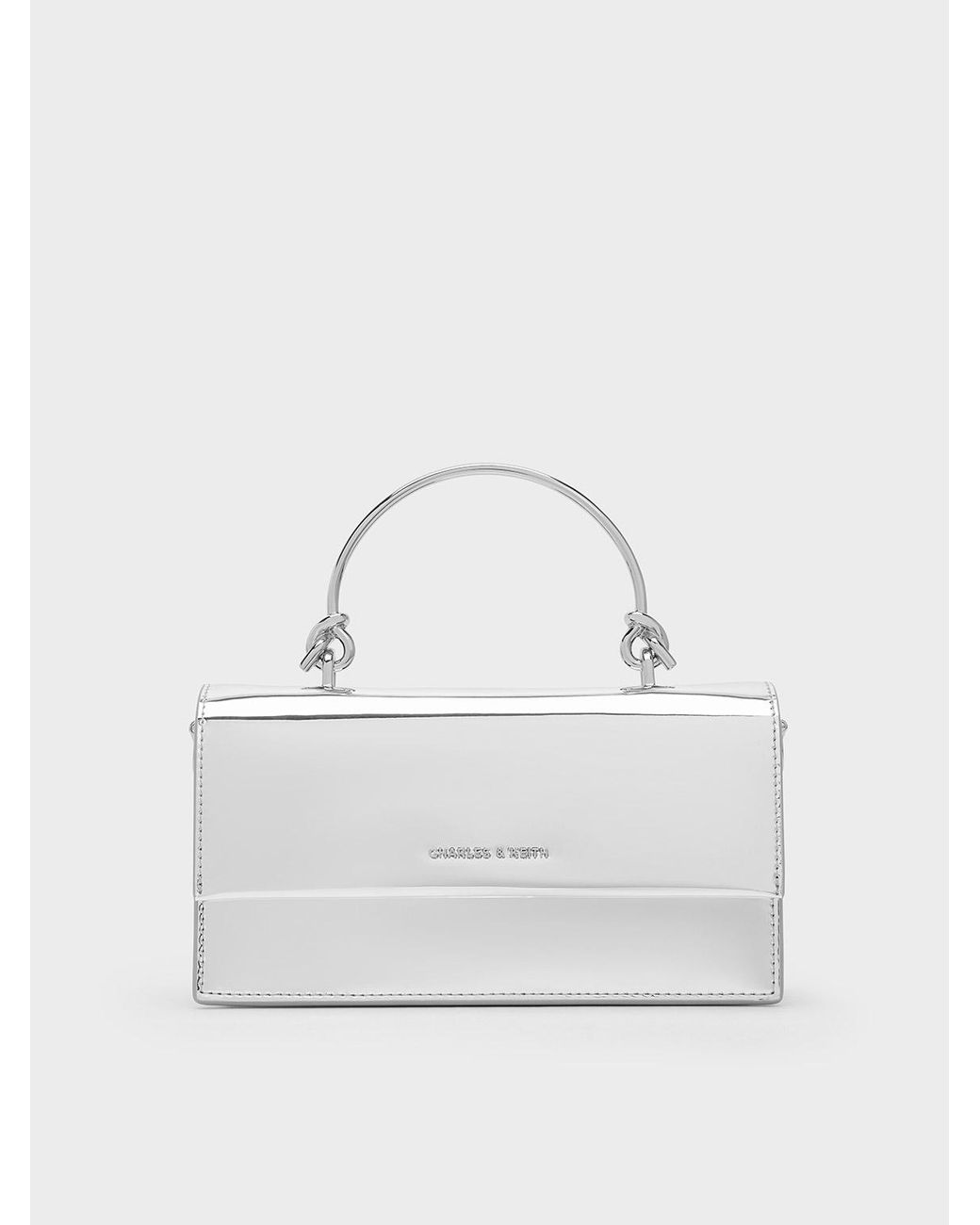 Charles & Keith White Kristine Metallic Sculptural-handle Long Wallet